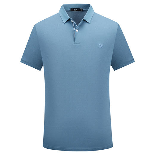 MD名盾男士夏季短袖Polo衫桑蚕丝蓝色T恤薄上衣 商品图4