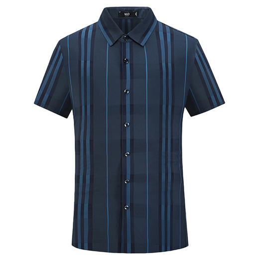 M＆D/名盾撞色条纹方领短袖垂坠柔软弹力男士商务休闲衬衫夏 商品图4