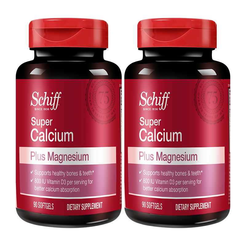 美国Schiff 旭福高能液体钙加镁钙片 氨糖好搭档 90粒/瓶