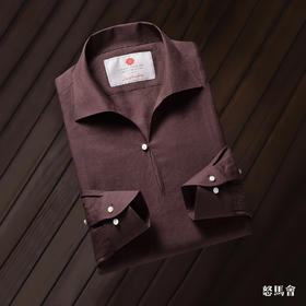 Flamenco 高支亚麻烟棕色新中式衬衫