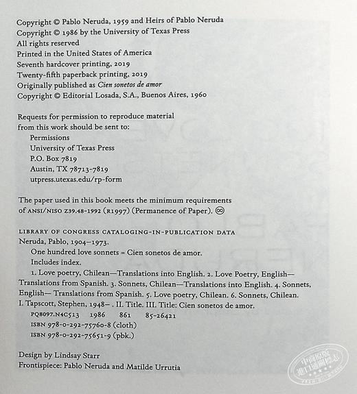 预售 【中商原版】100首爱情十四行诗 英文原版 One Hundred Love Sonnets Pablo Neruda 聂鲁达 诗歌 商品图8