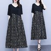 AHM-ygf6838夏季中长款开衩时尚印花时尚大码法式感短袖拼接连衣裙 商品缩略图2