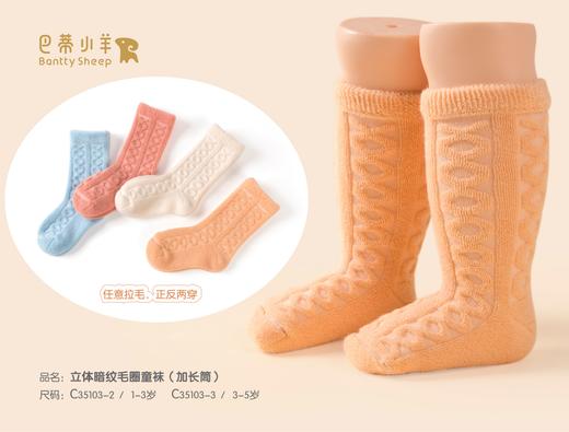 22D巴蒂小羊立体暗纹毛圈童袜（加长筒） 商品图0
