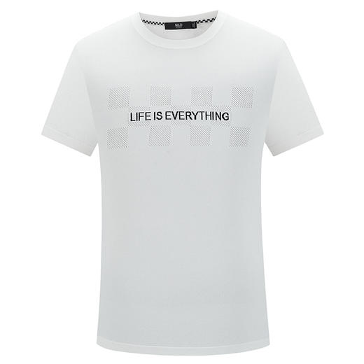 MD名盾弹力字母圆领短袖透气白色T恤夏季薄款男休闲时尚百搭上衣 商品图4