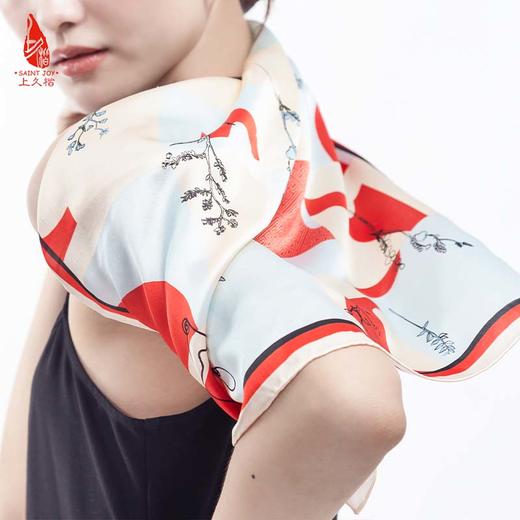 SAINTJOY/上久楷 女式真丝方巾  米红色上久佳人  FJS22005-1 商品图2