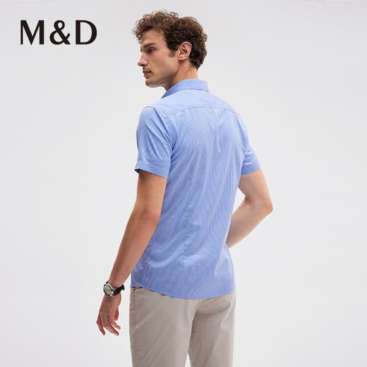 MD名盾DP免烫条纹纯棉尖领正装百搭衬衫职业商务男士短袖衬衣 商品图3