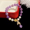 QH-M01-311新款时尚复古紫水晶珍珠花朵串珠手链女个性百搭可调节手饰女 商品缩略图3