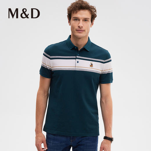 MD名盾黑科技NH3液氨速干吸湿纯棉撞色短袖条纹休闲男士Polo衫 商品图0