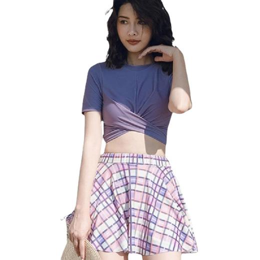 2022新款小香风温泉分体泳衣女可爱日系保守比基尼小胸聚拢游泳装 商品图4