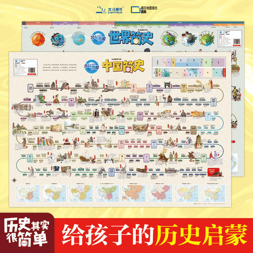 北斗 儿童地理百科地图-中国、世界简史86*60cm 商品图0