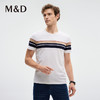 MD名盾新升级双丝降温吸湿速干圆领短袖商务休闲桑蚕丝条纹T恤 商品缩略图1