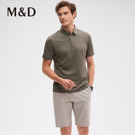 M＆D/名盾桑蚕丝纯色翻领短袖合身Polo衫夏季真丝男士薄短袖T恤 商品图2