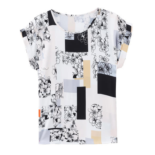 KQL765G757  2022夏装薄款高弹上装中老年女短袖圆领时尚上衣中年妈妈T桖 商品图6