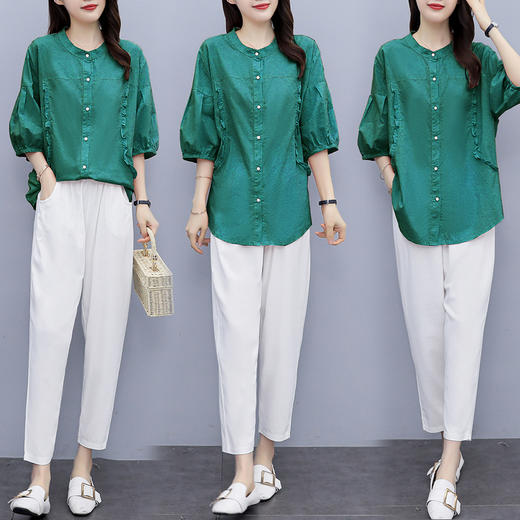 时尚套装女宽松2022夏季新品洋气大码女装显瘦减龄两件套 HR-XMR2238 商品图1