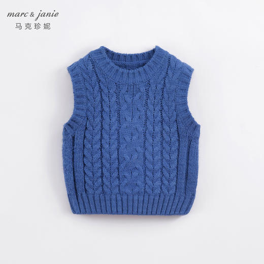 马克珍妮秋装新款 男童莫兰迪纯色针织马甲 儿童背心221512 商品图3