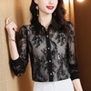 NYL2669新款时尚洋气减龄翻领长袖拼接蕾丝衬衫 商品缩略图0