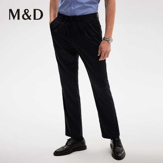 M＆D/名盾商务深蓝色直筒休闲长裤夏季薄男士百搭纯色长裤子 商品图0
