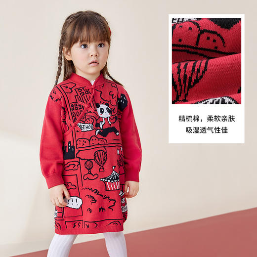 英氏儿童连衣裙春秋舒适长袖女童裙子春秋季款 商品图4