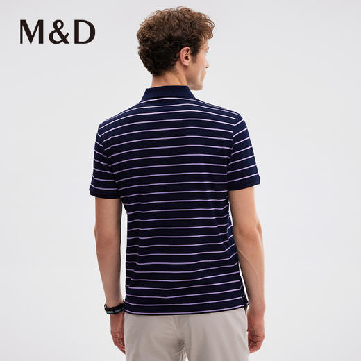 MD名盾翻领短袖长绒棉条纹男士Polo衫夏季纯棉薄休闲T恤男 商品图3