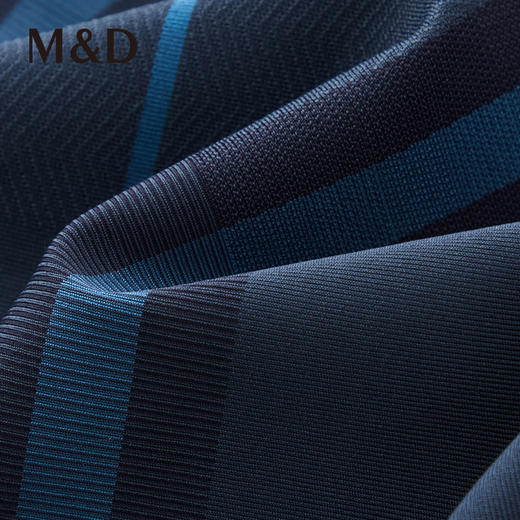 M＆D/名盾撞色条纹方领短袖垂坠柔软弹力男士商务休闲衬衫夏 商品图3