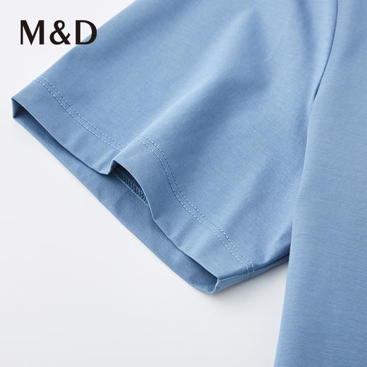 MD名盾圆领蓝色短袖夏季桑蚕丝T恤夏季新款男士休闲百搭上衣 商品图2