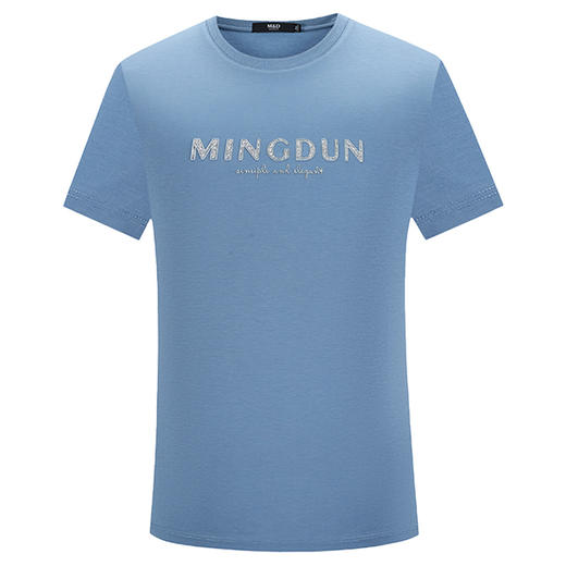MD名盾圆领蓝色短袖夏季桑蚕丝T恤夏季新款男士休闲百搭上衣 商品图4