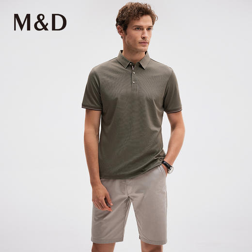M＆D/名盾桑蚕丝纯色翻领短袖合身Polo衫夏季真丝男士薄短袖T恤 商品图0
