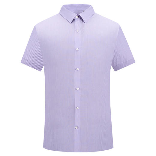 MD名盾DP免烫紫色条纹正装职业夏短袖衬衣方领百搭商务衬衫男 商品图4