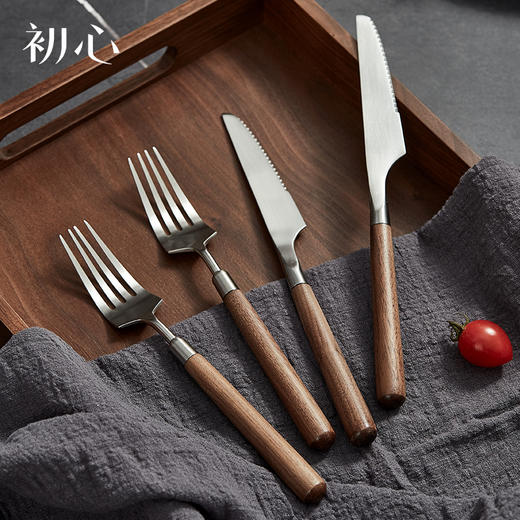 初心| 牛排板不锈钢刀叉西餐披萨板 商品图0