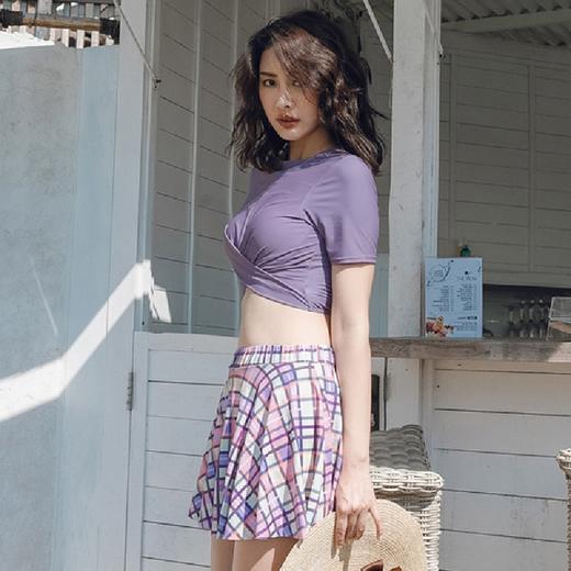 2022新款小香风温泉分体泳衣女可爱日系保守比基尼小胸聚拢游泳装 商品图2