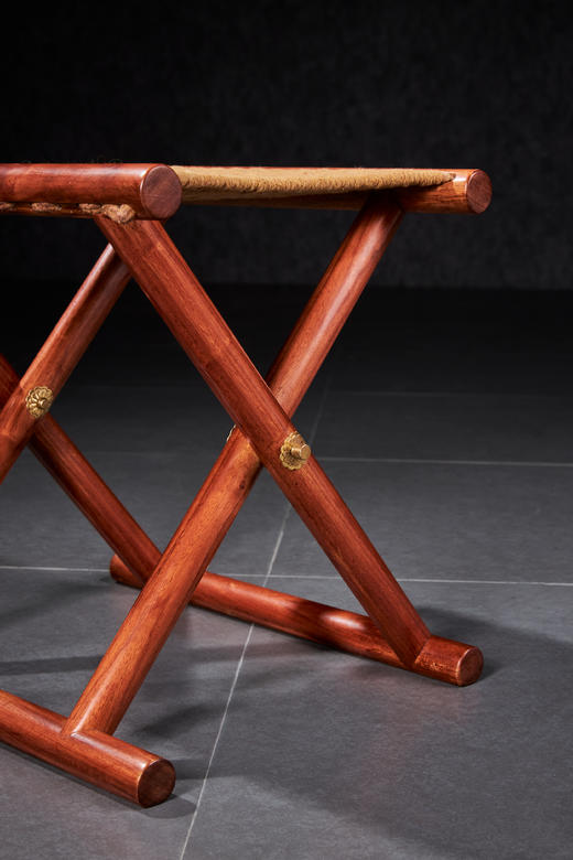 红桥红  家具严选  缅甸花梨（大果紫檀）【手工编绳马扎】 商品图3