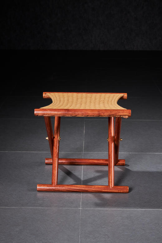 红桥红  家具严选  缅甸花梨（大果紫檀）【手工编绳马扎】 商品图0
