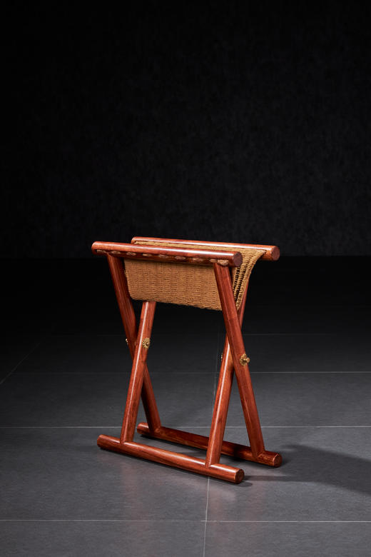 红桥红  家具严选  缅甸花梨（大果紫檀）【手工编绳马扎】 商品图6