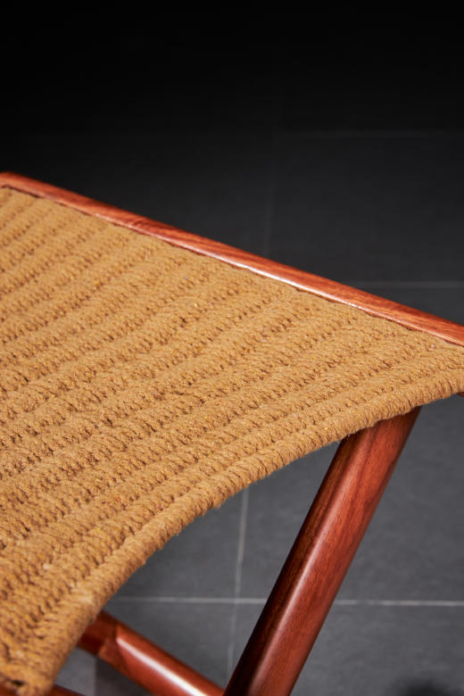 红桥红  家具严选  缅甸花梨（大果紫檀）【手工编绳马扎】 商品图2