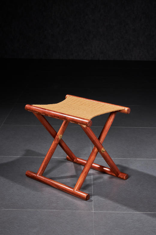 红桥红  家具严选  缅甸花梨（大果紫檀）【手工编绳马扎】 商品图1