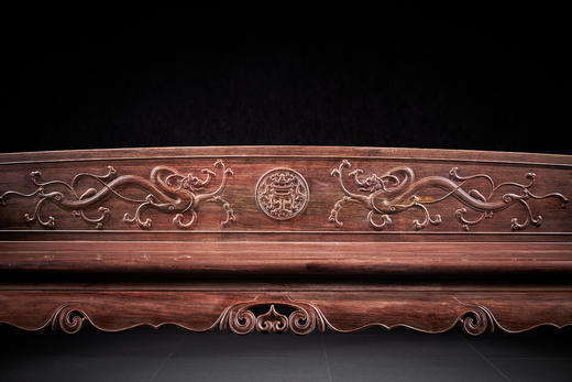 红桥红  家具严选  大红酸枝（交趾黄檀）【双龙捧寿 卷珠腿罗汉床两件套】 商品图3