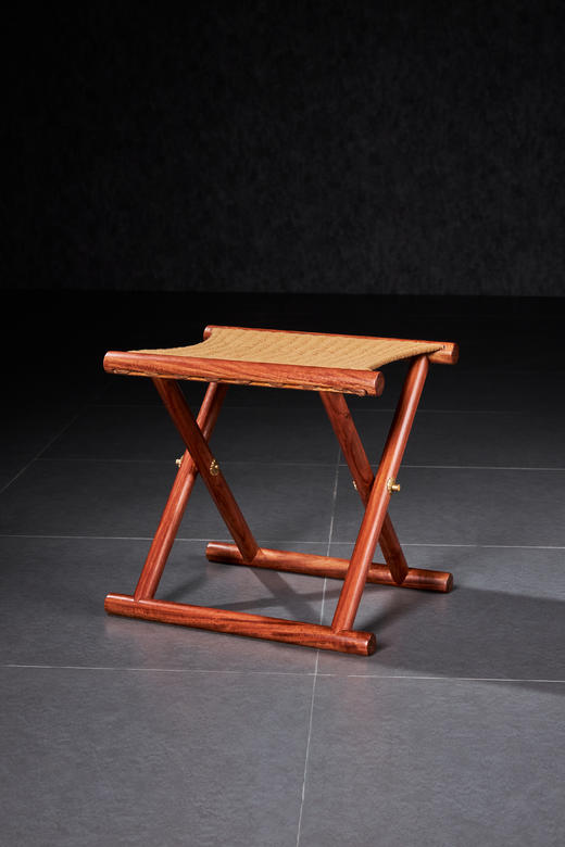 红桥红  家具严选  缅甸花梨（大果紫檀）【手工编绳马扎】 商品图5