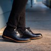 限时特价——葡萄牙原产手工制作高品质舒适男士德比商务休闲皮鞋黑色M2100（超轻款） 商品缩略图8
