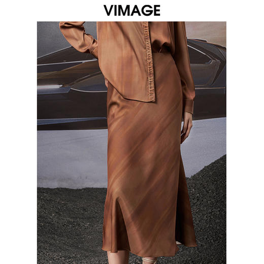 VIMAGE/纬漫纪秋季新款高腰显瘦女装过膝半身裙半裙V1806414 商品图2