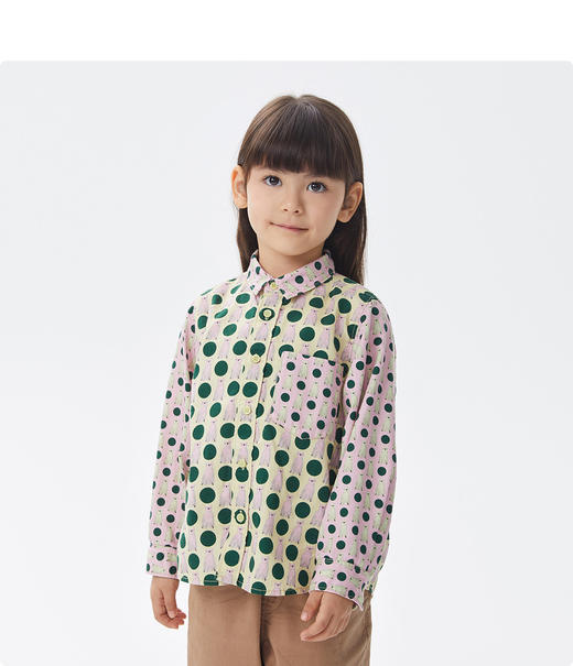 江南布衣童  22年秋款 全棉小熊主题印花衬衫 1M8210160 商品图5