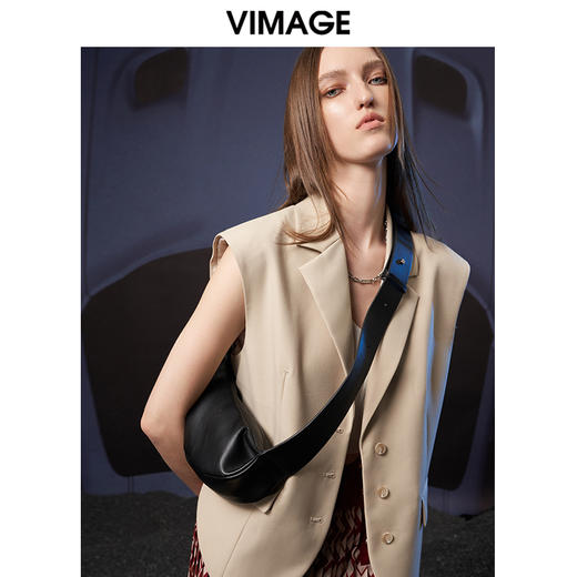 VIMAGE纬漫纪秋季新款时尚百搭马甲简约干练修身西装马夹女薄外套V1803422  商品图4