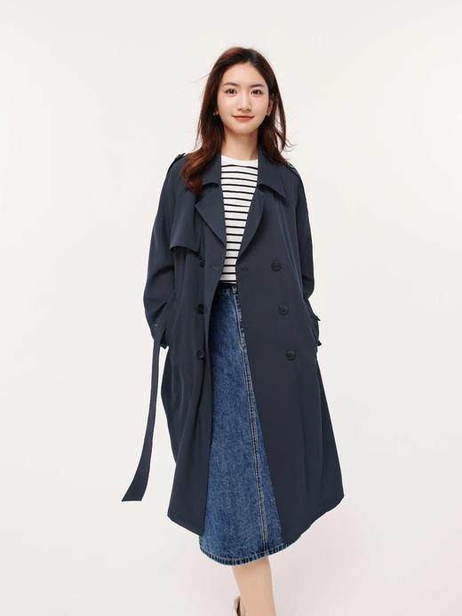 【经典款】【商场同款】伊芙丽秋简约时尚翻领风衣1998260541 商品图1