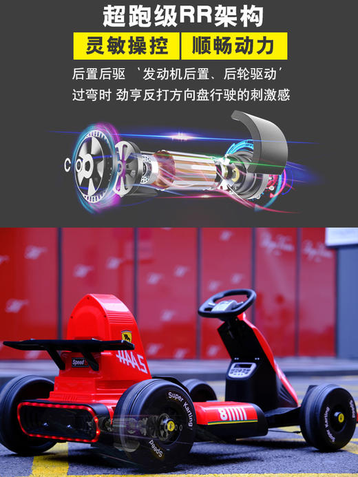 【遥控双驱 速度可调节】新款贝多奇卡丁车儿童电动车可坐人双驱玩具车男女小孩四轮大童车 商品图1