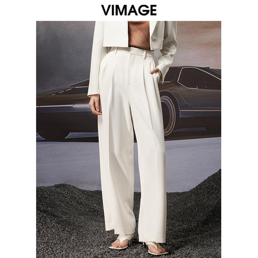 VIMAGE/纬漫纪秋季新款高腰宽松显瘦休闲裤V1805410 商品图0