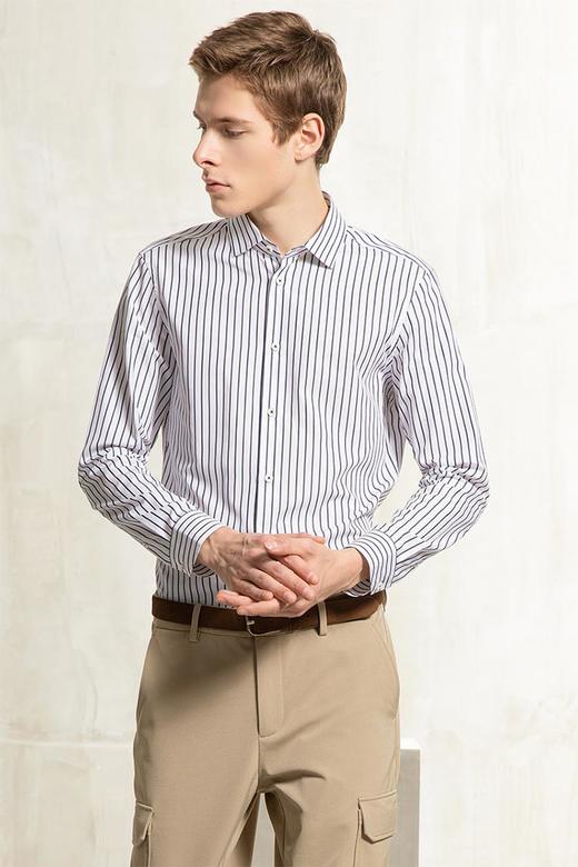 callisto全棉色织蓝色条纹法式领衬衫  FQSTL089C 商品图0