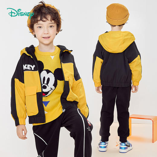 【商场同款】迪士尼童装 儿童春秋防风外套男童米奇摇粒绒加绒保暖外衣213DS0170 商品图3