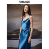 VIMAGE/纬漫纪秋季新款简约大方吊带纯色连衣裙V1877404 商品缩略图3
