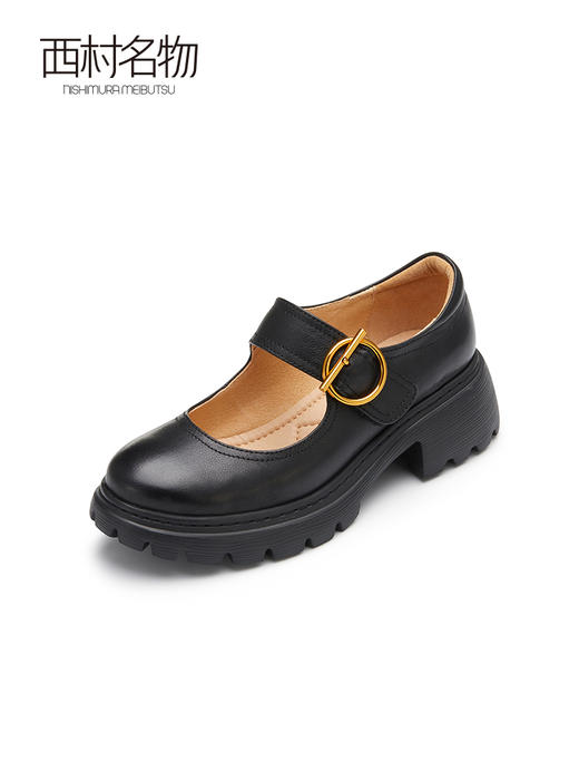 西村名物2022秋季新款厚底玛丽珍增高女复古学院风JK小皮鞋36871 商品图1