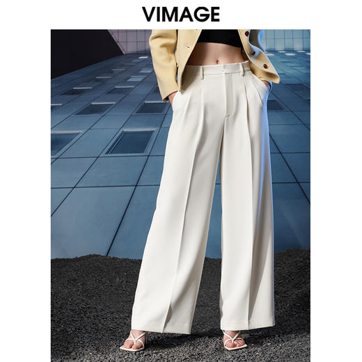 VIMAGE/纬漫纪秋季新款高腰宽松显瘦休闲裤V1805410 商品图3