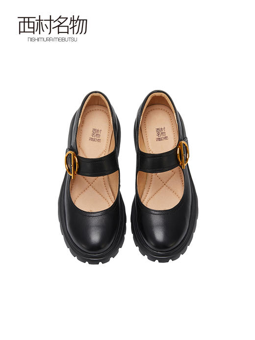 西村名物2022秋季新款厚底玛丽珍增高女复古学院风JK小皮鞋36871 商品图3